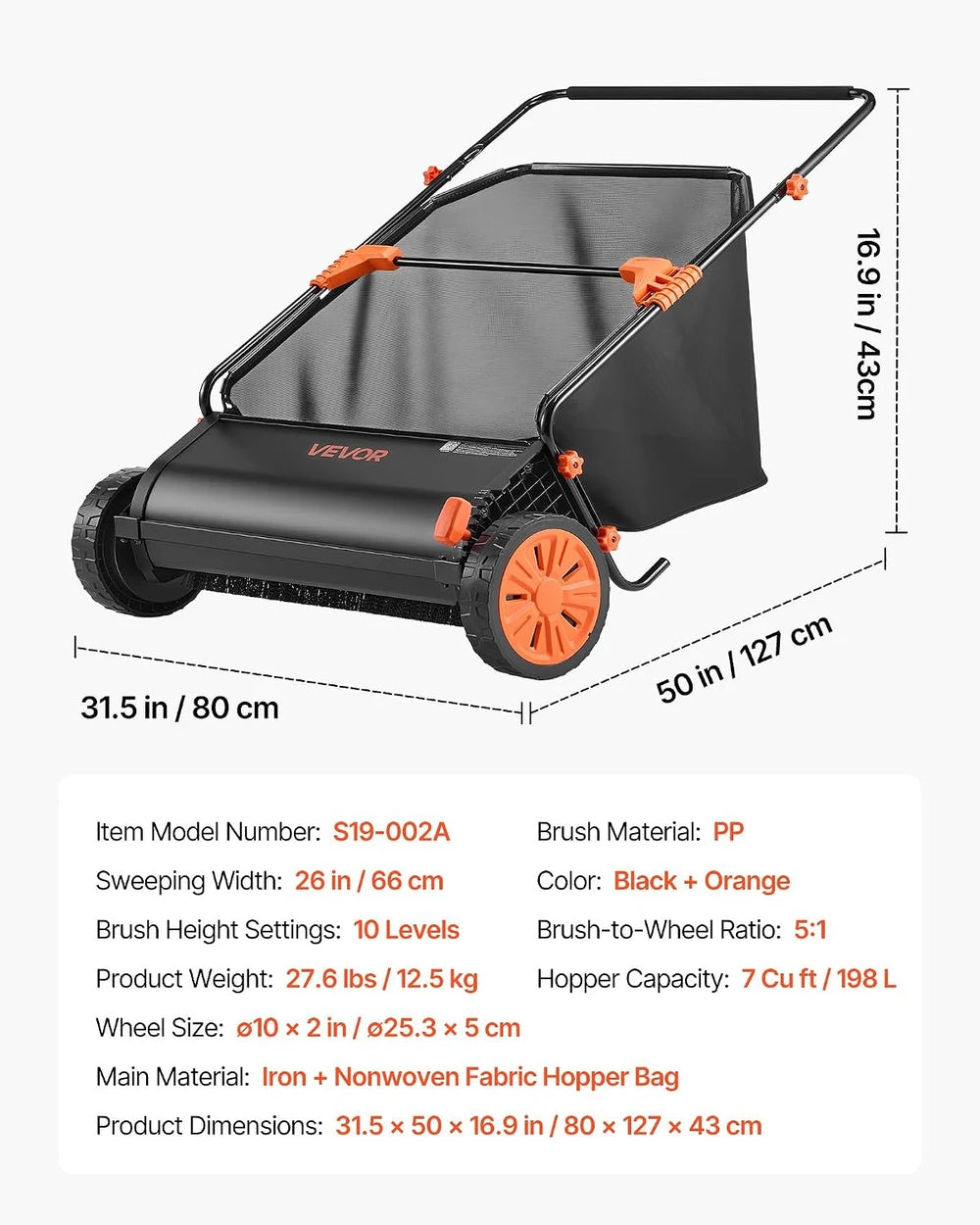 VEVOR Push Lawn Sweeper